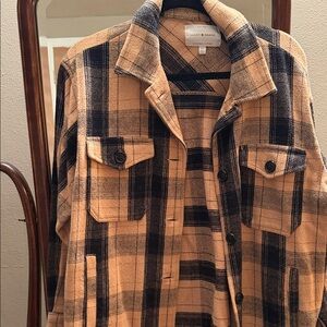 Lucky Brand Tan and Black Plaid Jacket